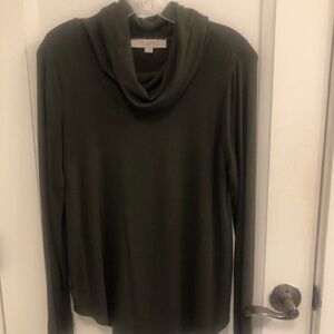 LOFT Women's Olive Soft Knit Cowl Neck XS